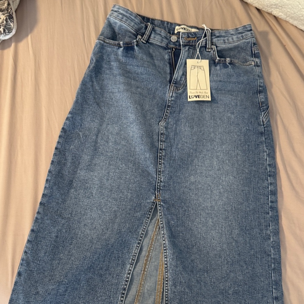 Love Women's Classic Blue Denim Skirt _ stretchy